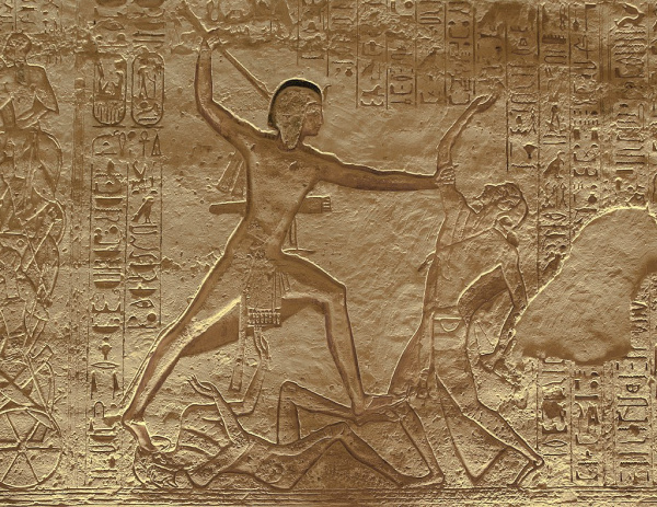 Rameses II slaying foes at the Battle of Kadesh, Abu Simbel